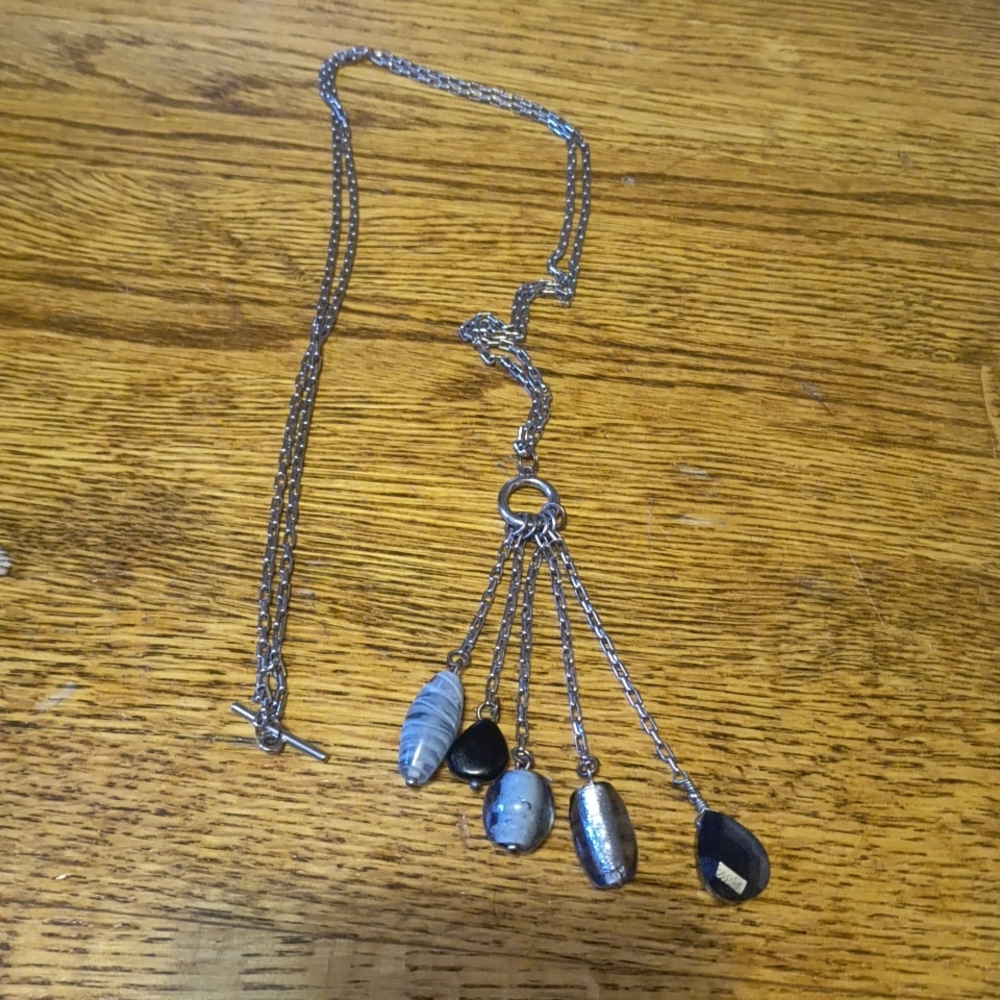 Silver and Blue Pendant Necklace